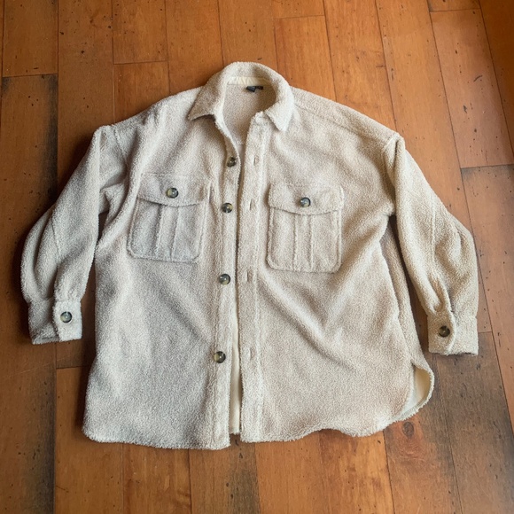 Shearling Faux Shirt Jacket Style Size M - Picture 1 of 6
